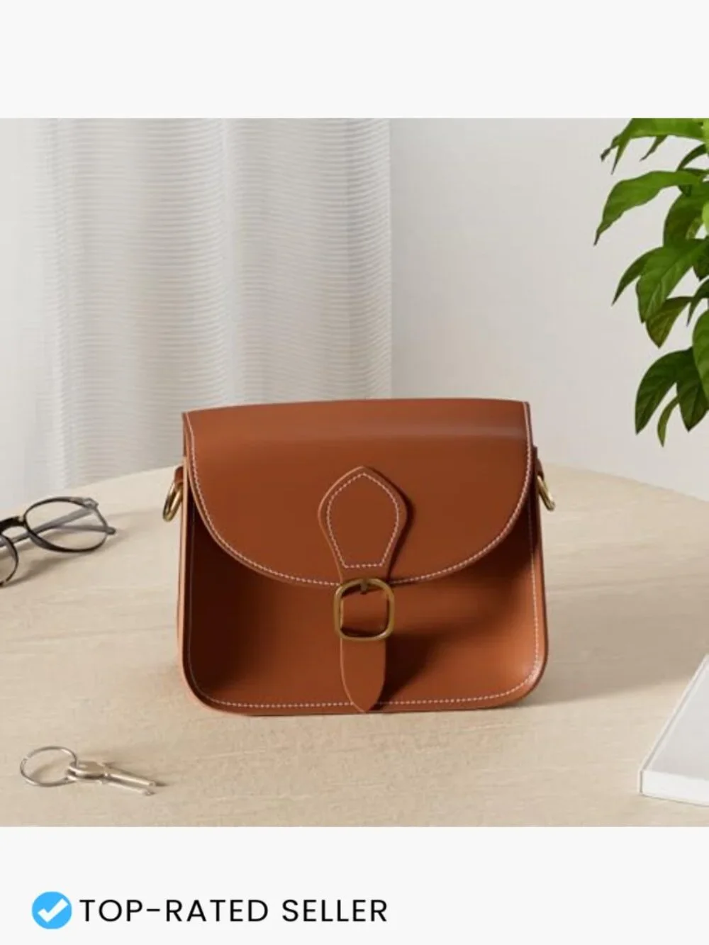 Vegan Leather Saddle Bag Vintage Crossbody Purse Retro Satchel Structured